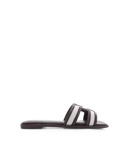 GORDY - NATURAL LINEN-CHOCOLATE-Sandals | Billini
