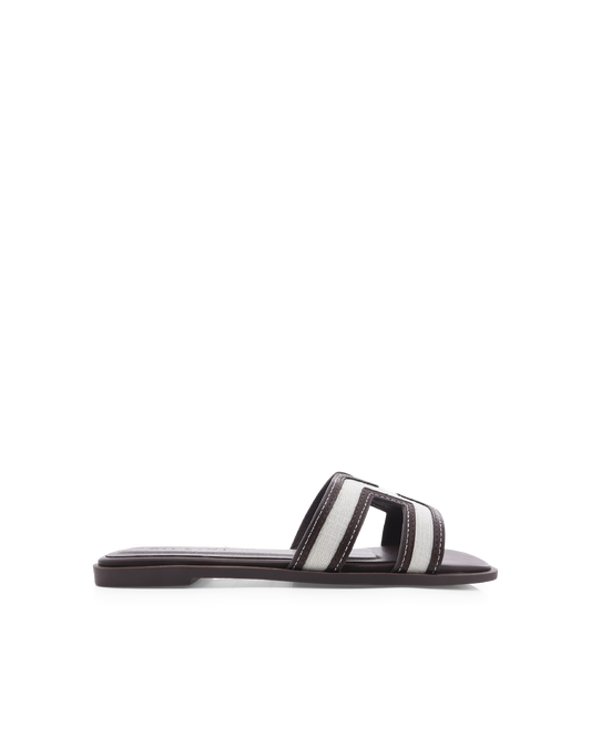 GORDY - NATURAL LINEN-CHOCOLATE-Sandals | Billini