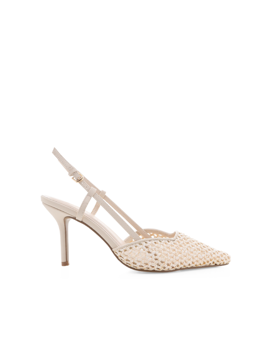 KAMERON - CREAM RAFFIA-PUMPS | Billini