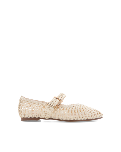 FRANKY - IVORY RAFFIA WEAVE-Flats | Billini