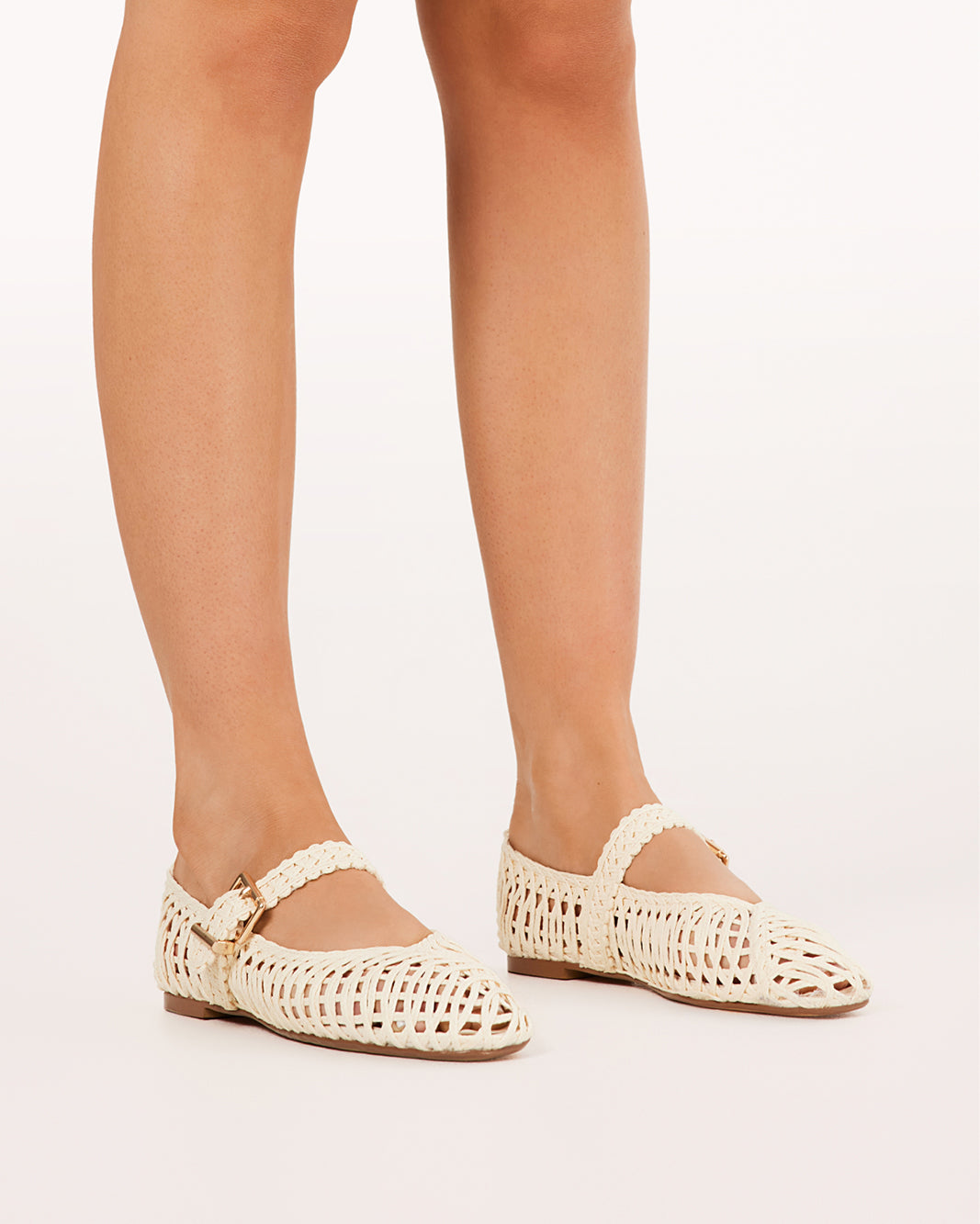 FRANKY - IVORY RAFFIA WEAVE-Flats | Billini