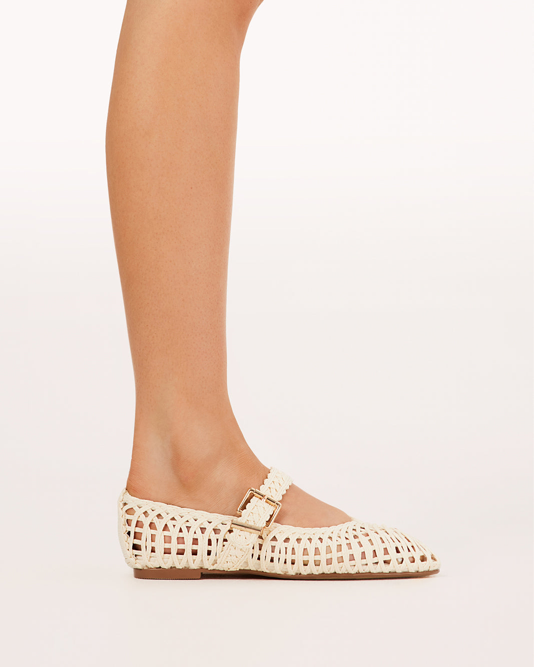 FRANKY - IVORY RAFFIA WEAVE-Flats | Billini