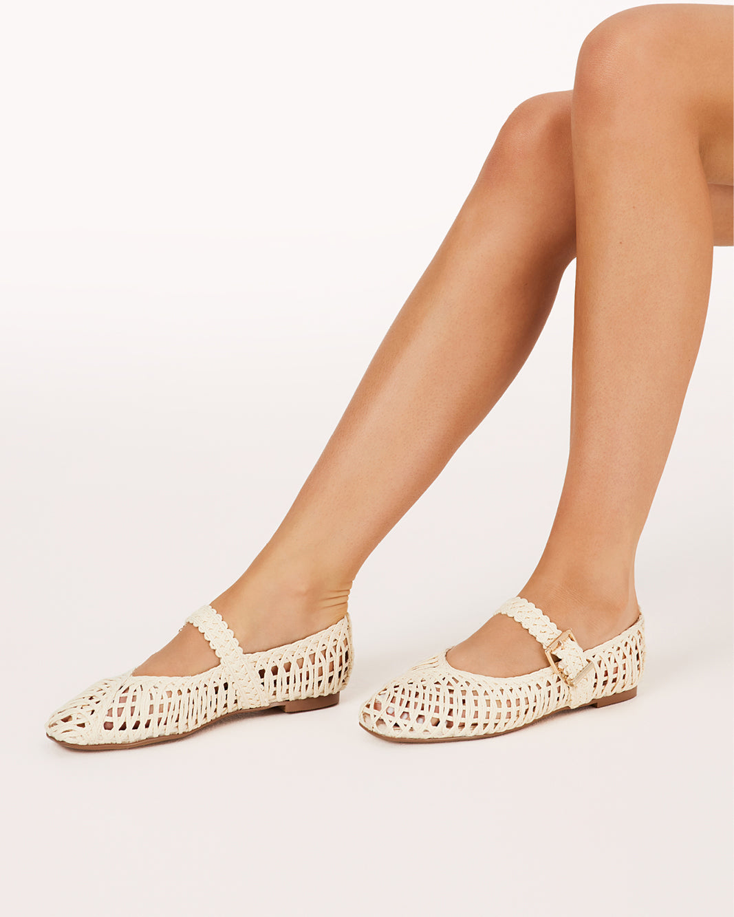 FRANKY - IVORY RAFFIA WEAVE-Flats | Billini