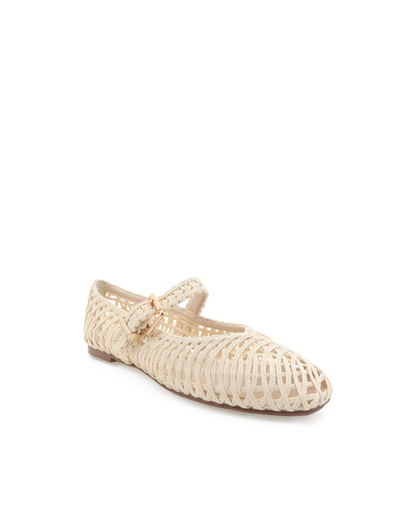 FRANKY - IVORY RAFFIA WEAVE-Flats | Billini