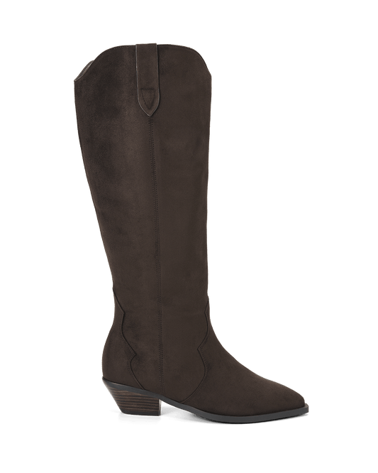 HELIX EXTENDED CURVE - DARK CACAO SUEDE-Boots | Billini