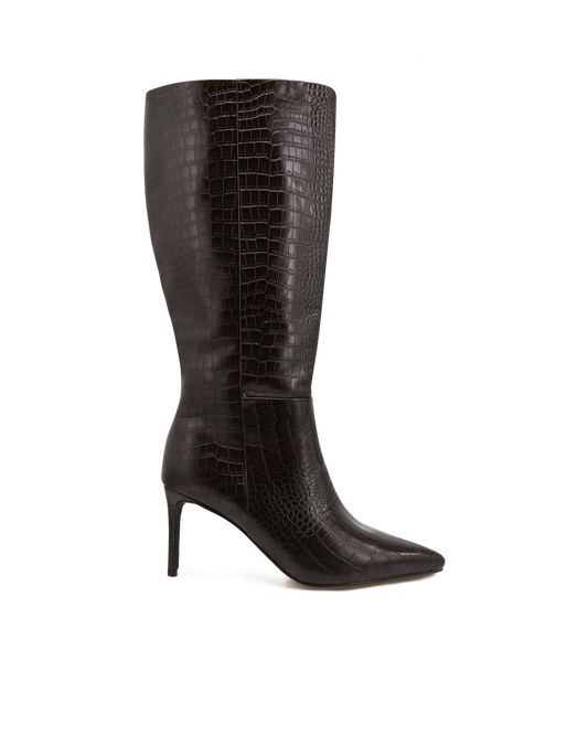 DILAN EXTENDED CURVE - DARK CACAO CROC-Boots | Billini