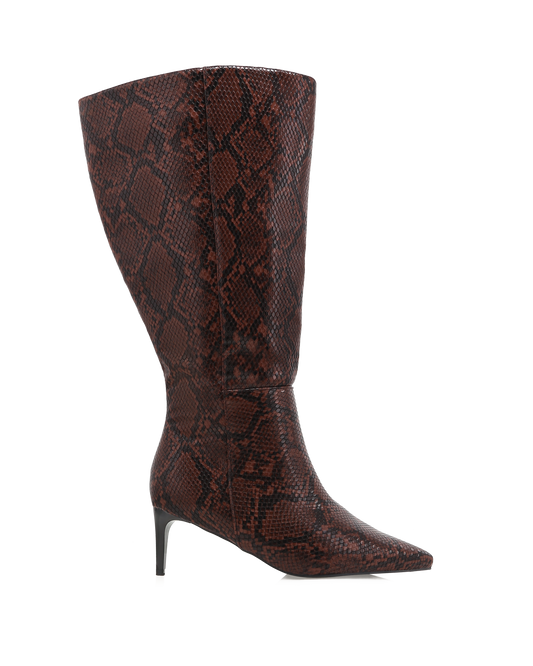 ROSELYN EXTENDED CURVE - CHOCOLATE SNAKE-Boots | Billini