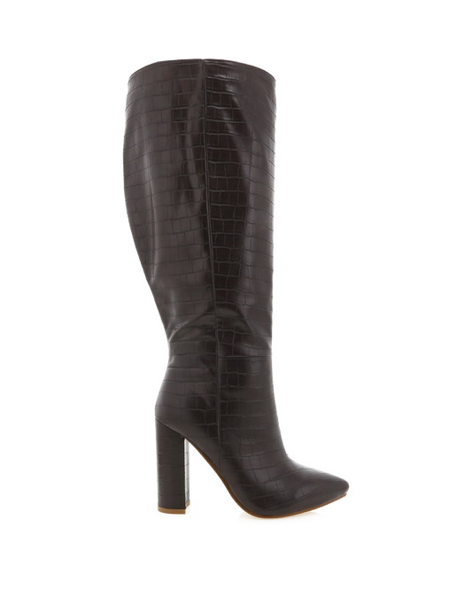 MILLA CURVE - CHOCOLATE CROC - HIGH KNEE-HIGH BOOTA | Billini