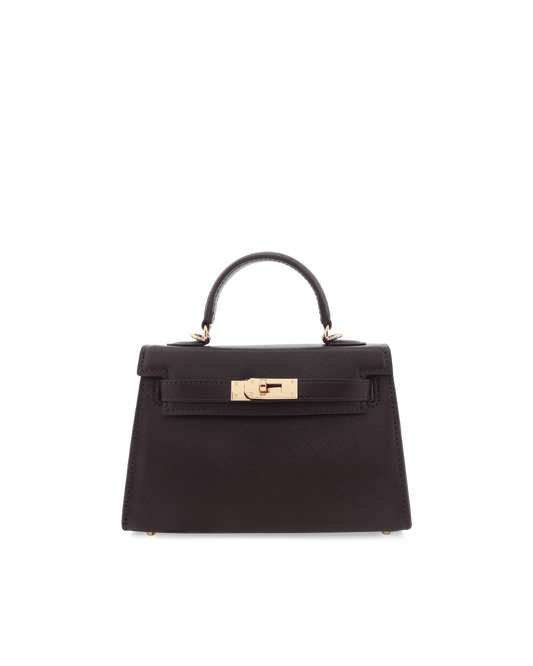 HARIETTE HANDLE BAG - DARK CACAO SAFFIANOA | Billini