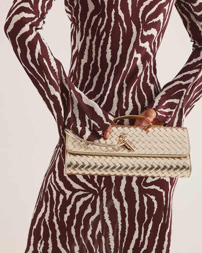 ALICE CLUTCH BAG - GOLD METALLIC-Handbags | Billini