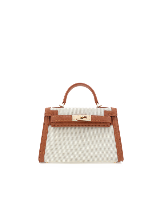 HARIETTE HANDLE BAG - NATURAL LINEN-TANA | Billini