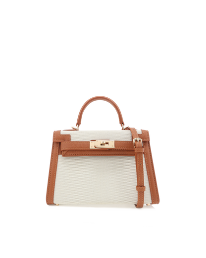 HARIETTE HANDLE BAG - NATURAL LINEN-TANA | Billini