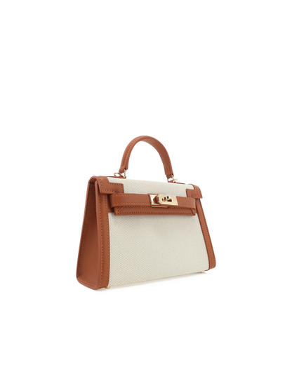 HARIETTE HANDLE BAG - NATURAL LINEN-TANA | Billini