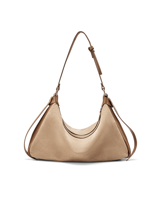 ANINE SHOULDER BAG - CAMEL SUEDE-CAMEL-Handbags | Billini