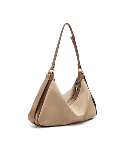 ANINE SHOULDER BAG - CAMEL SUEDE-CAMEL-Handbags | Billini