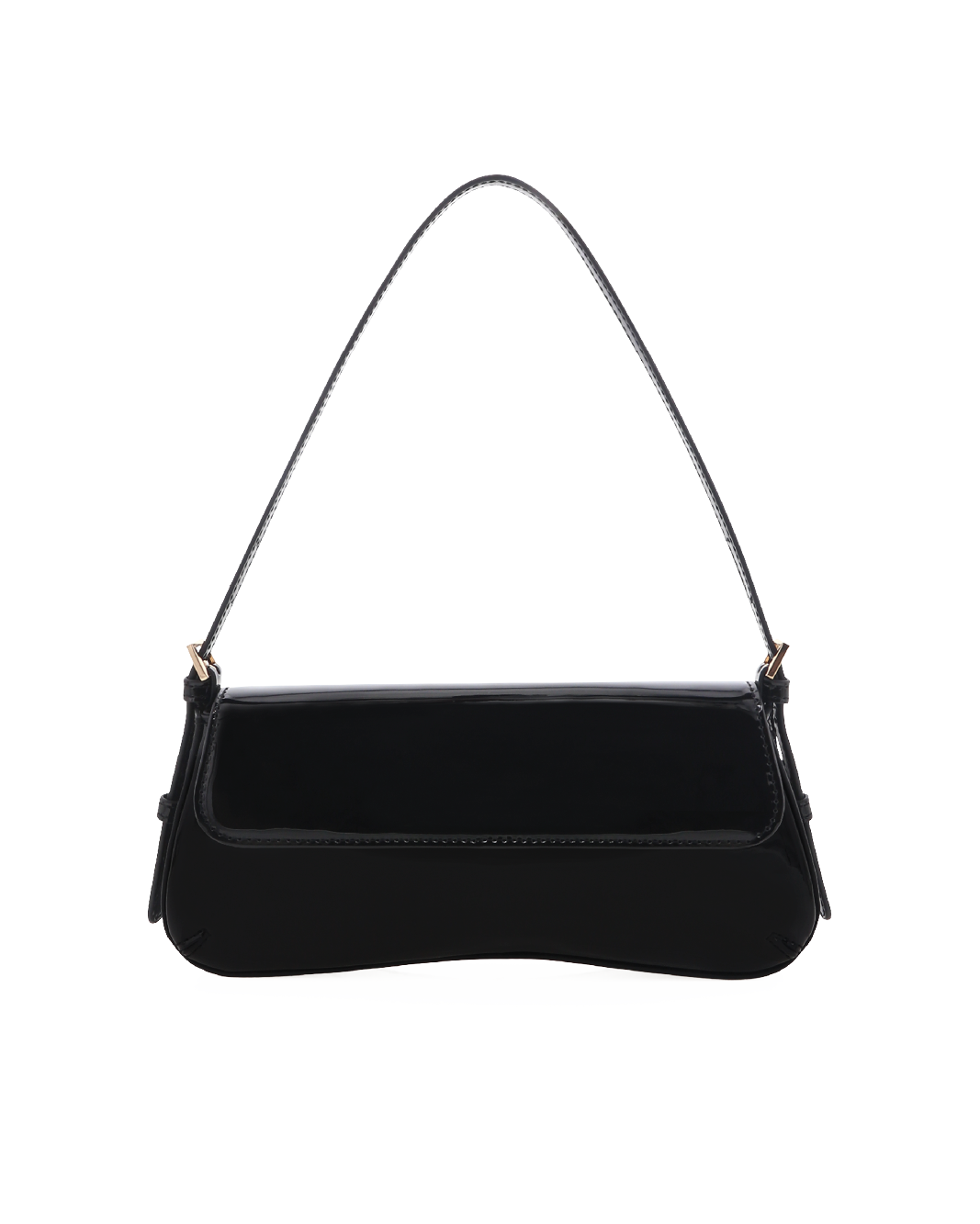 SABELLA SHOULDER BAG - BLACK PATENT-GOLD-Handbags | Billini