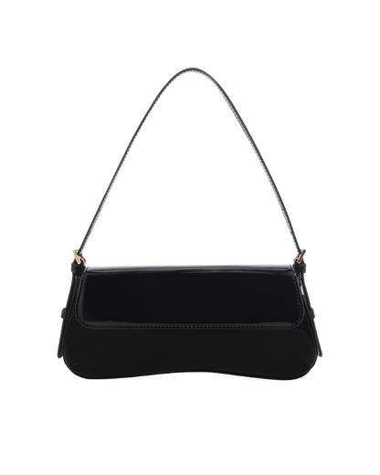 SABELLA SHOULDER BAG - BLACK PATENT-GOLD-Handbags | Billini