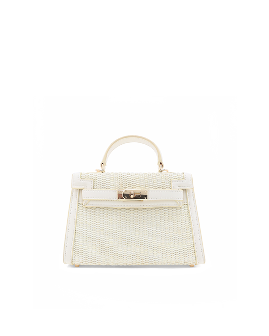 HARIETTE RAFFIA HANDLE BAG - CREAM RAFFIA-BONE-Handbags | Billini