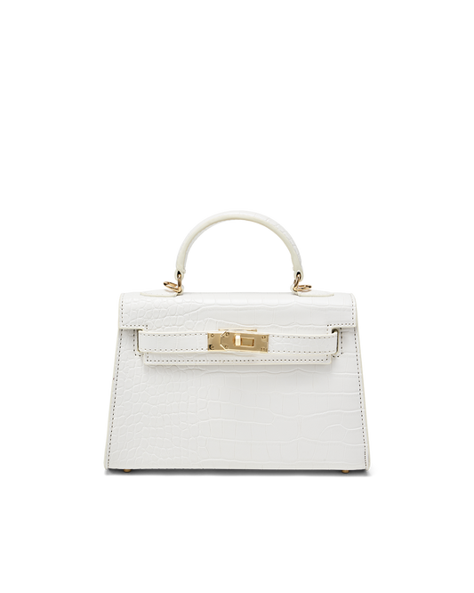 HARIETTE HANDLE BAG - WHITE CROC SHINEA | Billini