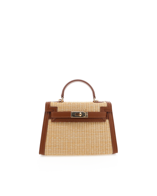HARIETTE RAFFIA HANDLE BAG - NATURAL RAFFIA-TAN-Handbags | Billini