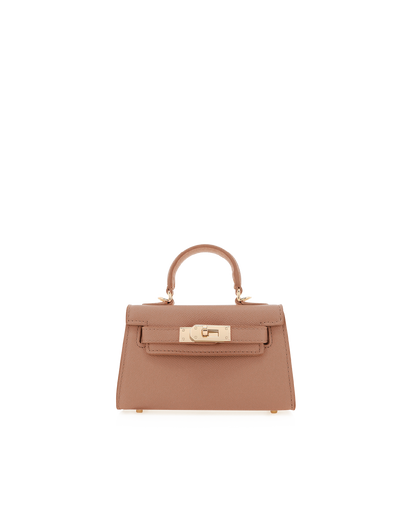 HARIETTE MINI HANDLE BAG - LIGHT TAN SAFFIANO SHINE-Handbags-BILLINIA | Billini