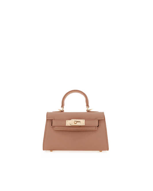 HARIETTE MINI HANDLE BAG - LIGHT TAN SAFFIANO SHINE-Handbags-BILLINIA | Billini
