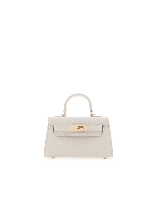 HARIETTE MINI HANDLE BAG - BONE SAFFIANO-Handbags | Billini