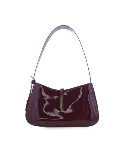 BERGMAN SHOULDER BAG - DARK CHERRY PATENT-Handbags | Billini