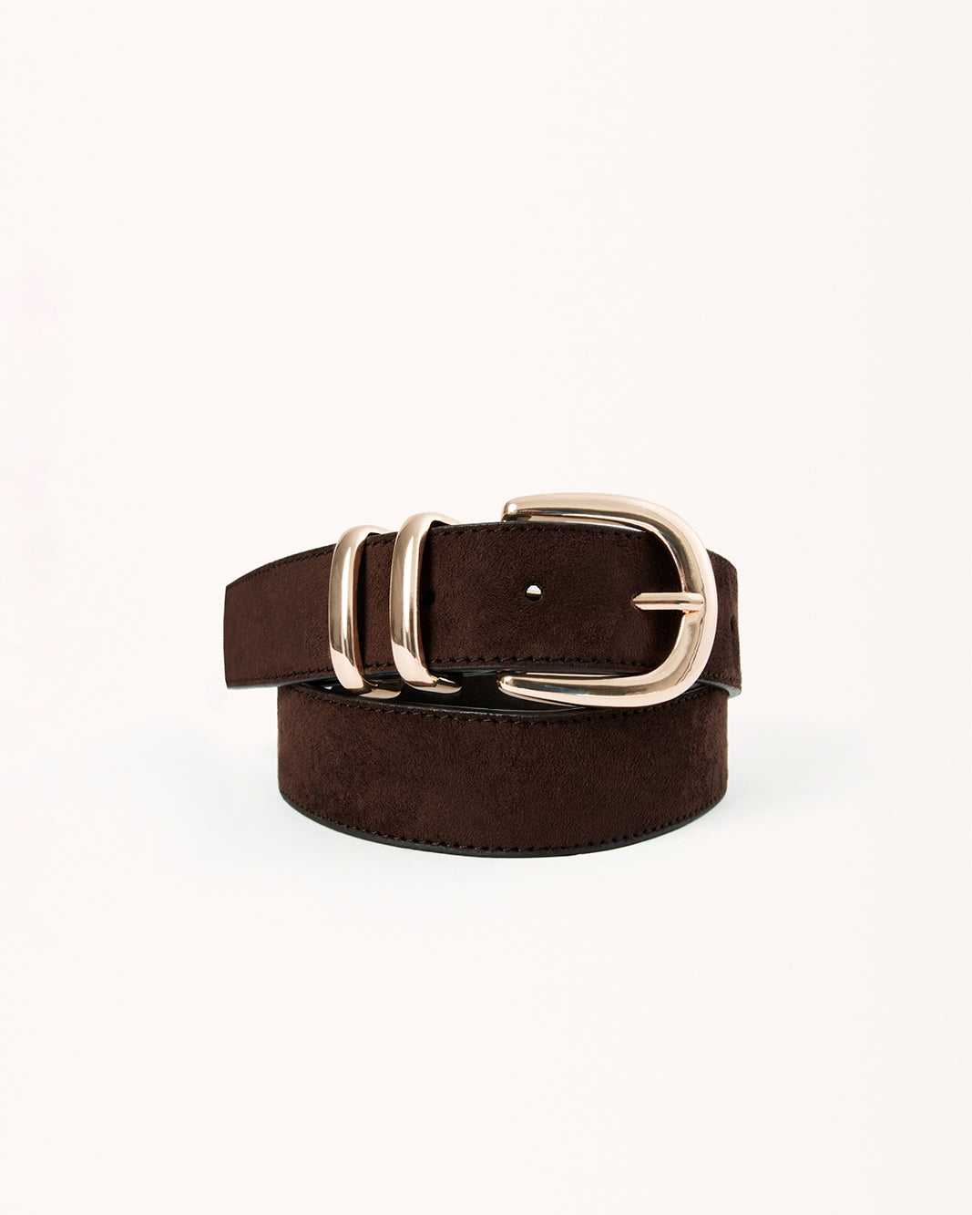 AMANI BELT - DARK CACAO SUEDE-GOLD-BELTS | Billini