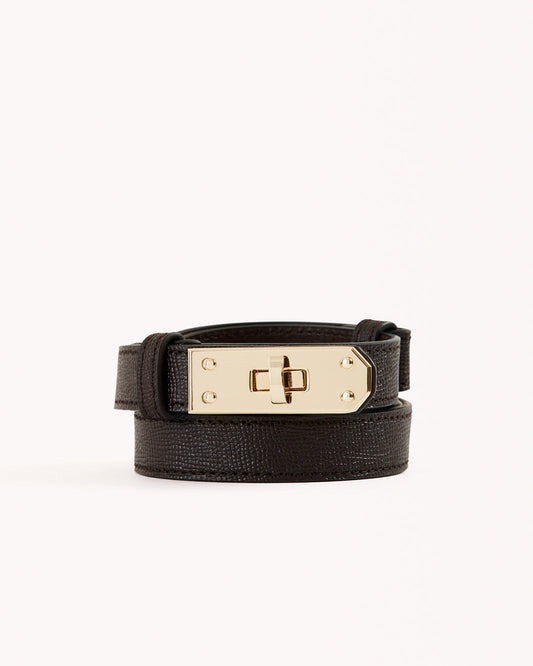 BLAKE BELT - DARK CACAO-GOLD-BELTS | Billini