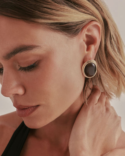 ANYA EARRINGS - GOLD-CHOCOLATE-JEWELLERY | Billini